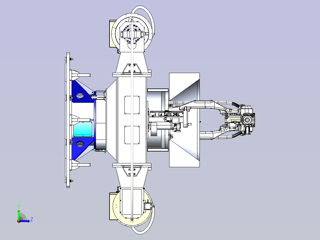 一款三轴水平回转变位机3D模型左视图