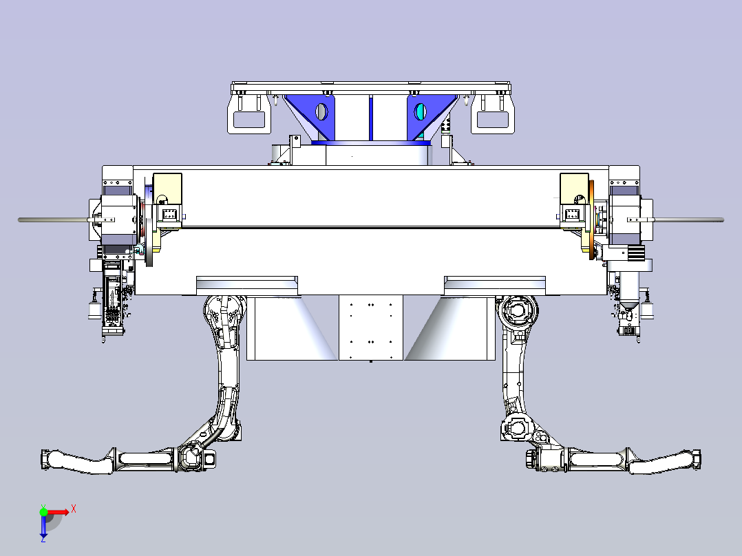 一款三轴水平回转变位机3D模型俯视图