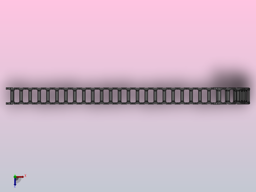 弯曲半径125内高45两侧打开型桥式拖链_DMD45BD-30-117-125R-30俯视图