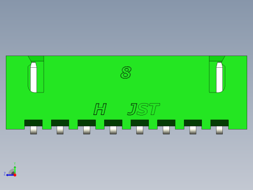 绿色JST XH 8针连接器P 2 54mm成角度右视缩略图