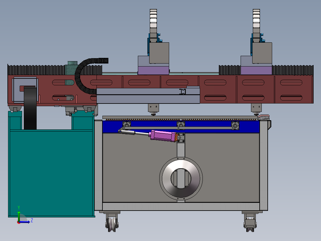 双切割头悬臂式激光机sw16可编辑左视图