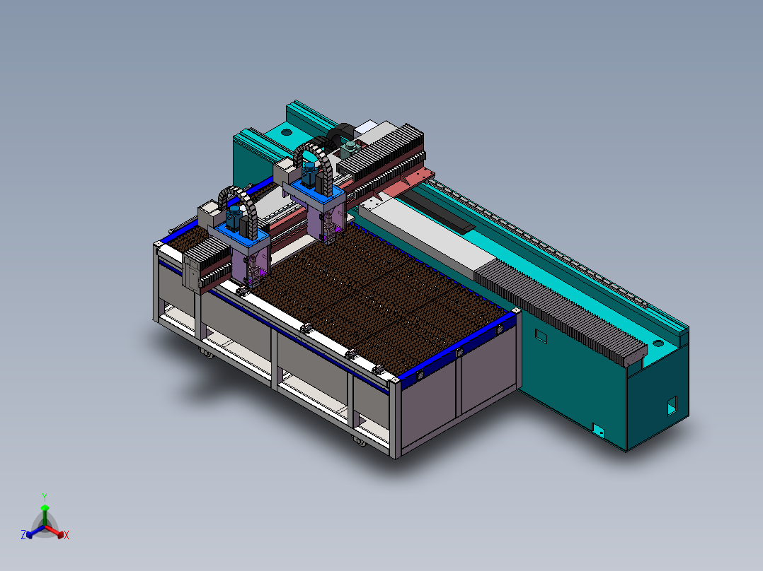 双切割头悬臂式激光机sw16可编辑正等轴测图