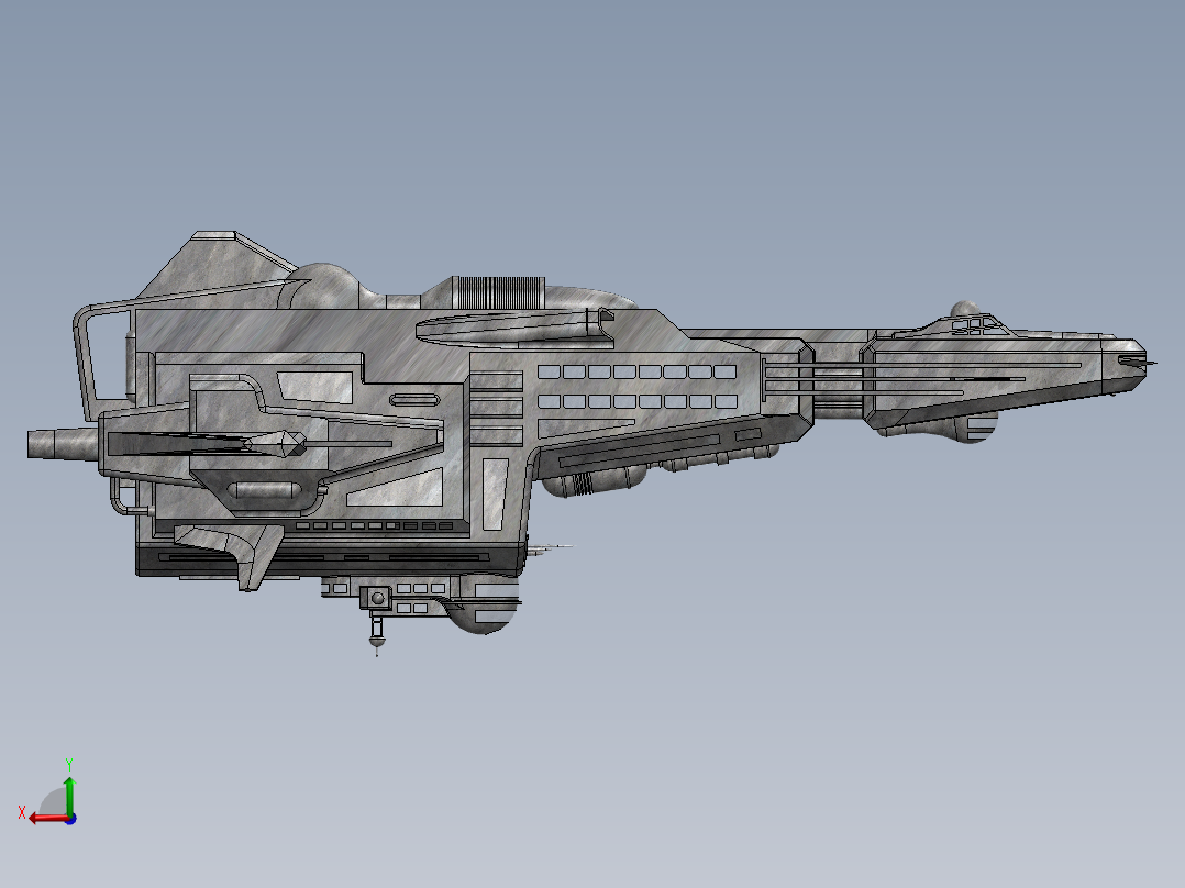 47--USS NCC-1250星际联邦宇宙飞船3D模型图纸后视图