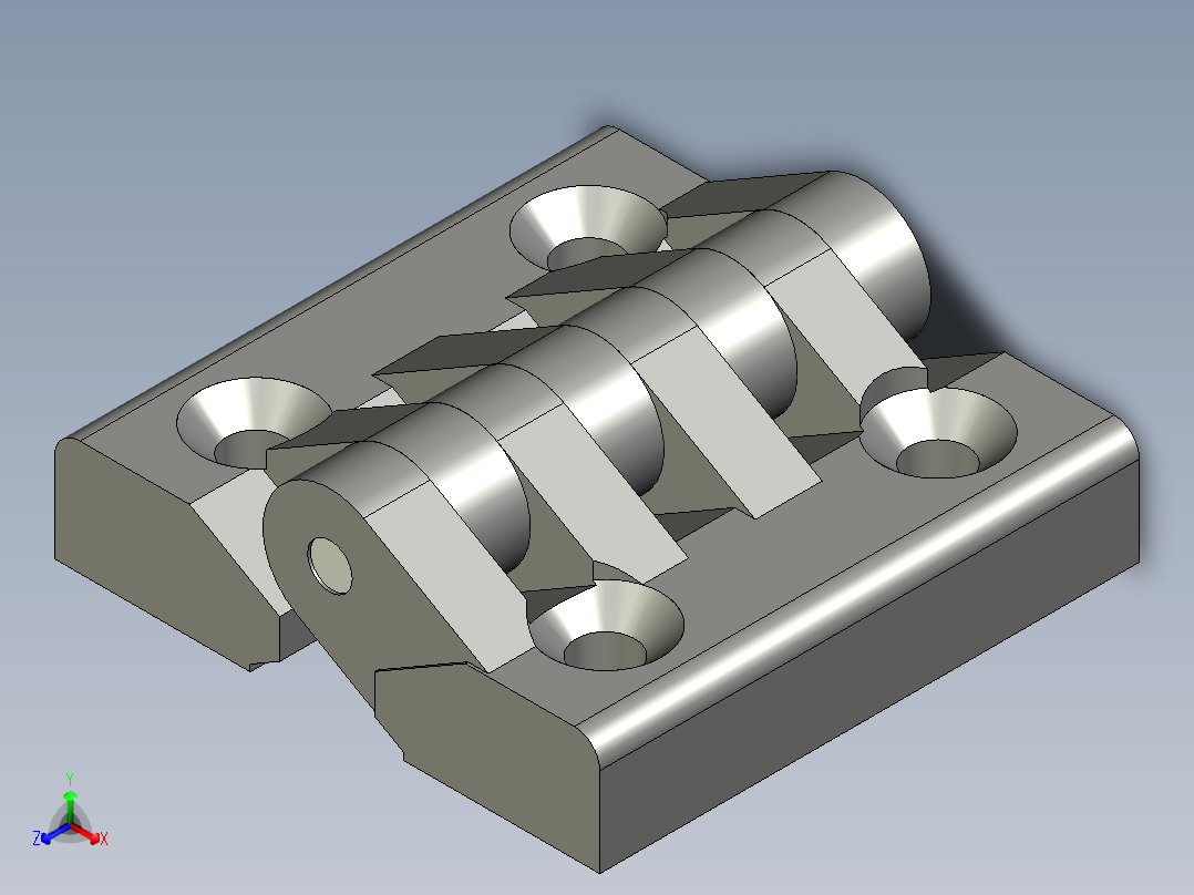 工程塑膠鉸鏈(A)CFA-3D多系列多零件图纸模型主视图