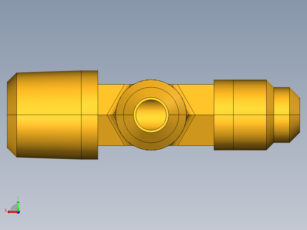 扩口式工业通用硬管接头Male Run Tee 151F-4-4后视图