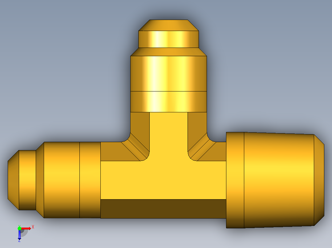扩口式工业通用硬管接头Male Run Tee 151F-4-4俯视图