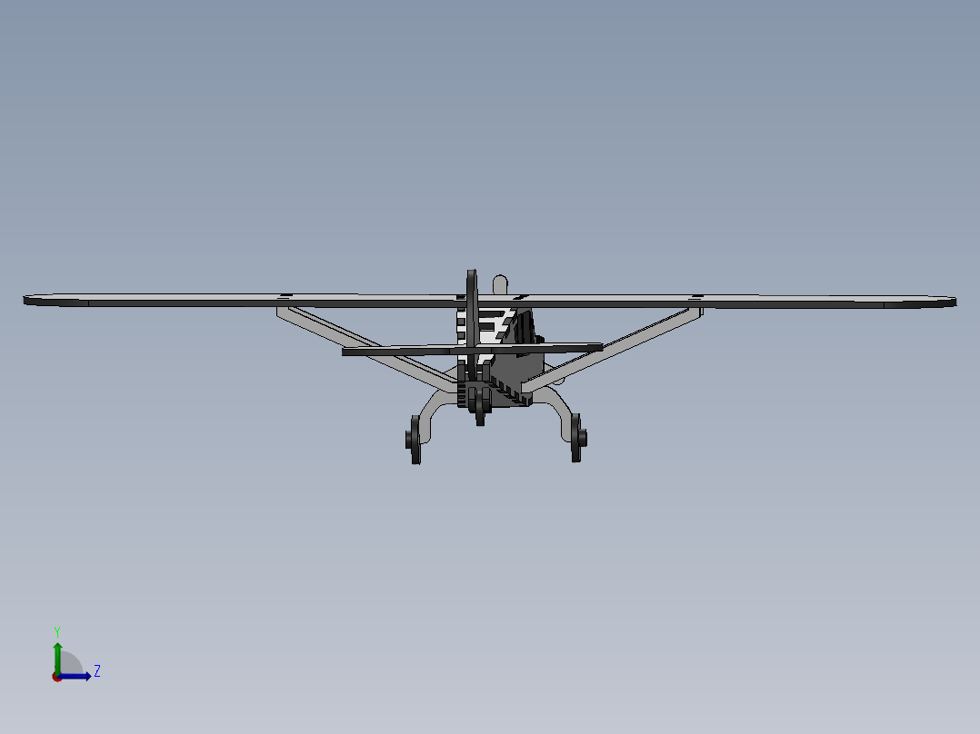 激光切割模型飞机木制玩具CAD-SolidWorks-step格式左视图