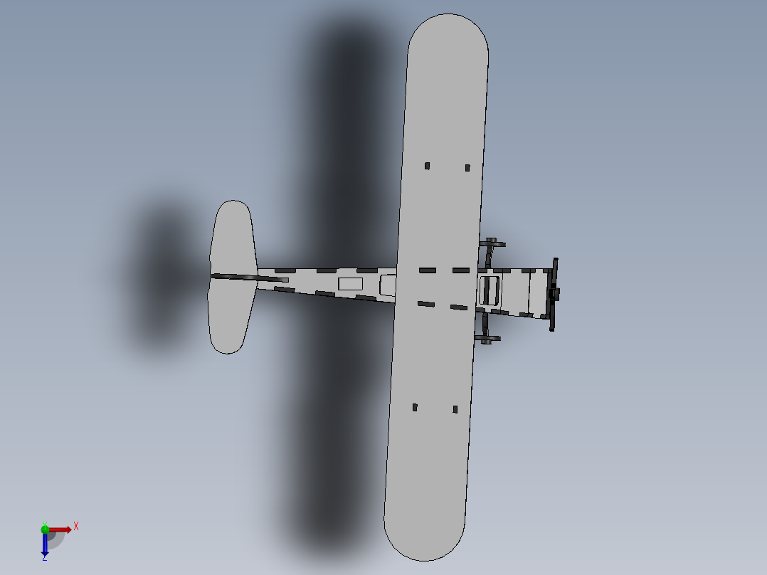 激光切割模型飞机木制玩具CAD-SolidWorks-step格式俯视图