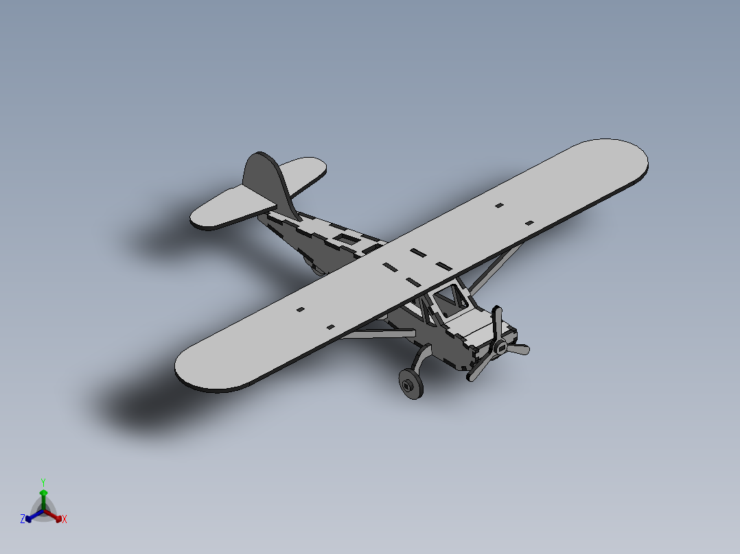 激光切割模型飞机木制玩具CAD-SolidWorks-step格式正等轴测图