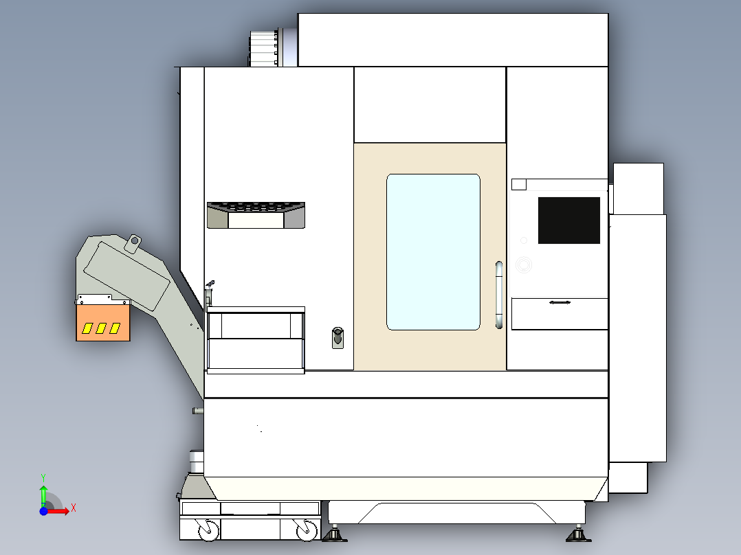 机床加工中心造型3D图纸 x_t格式前视图