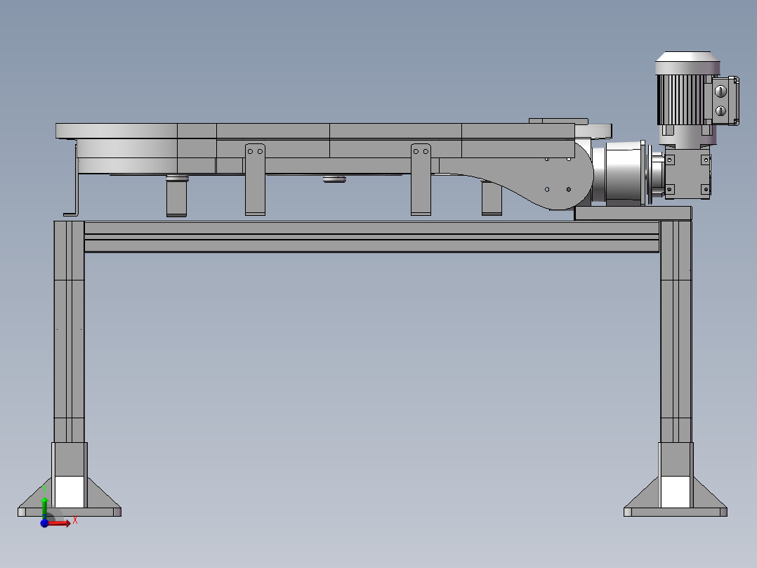 S型链板输送线3D图纸 H924前视图