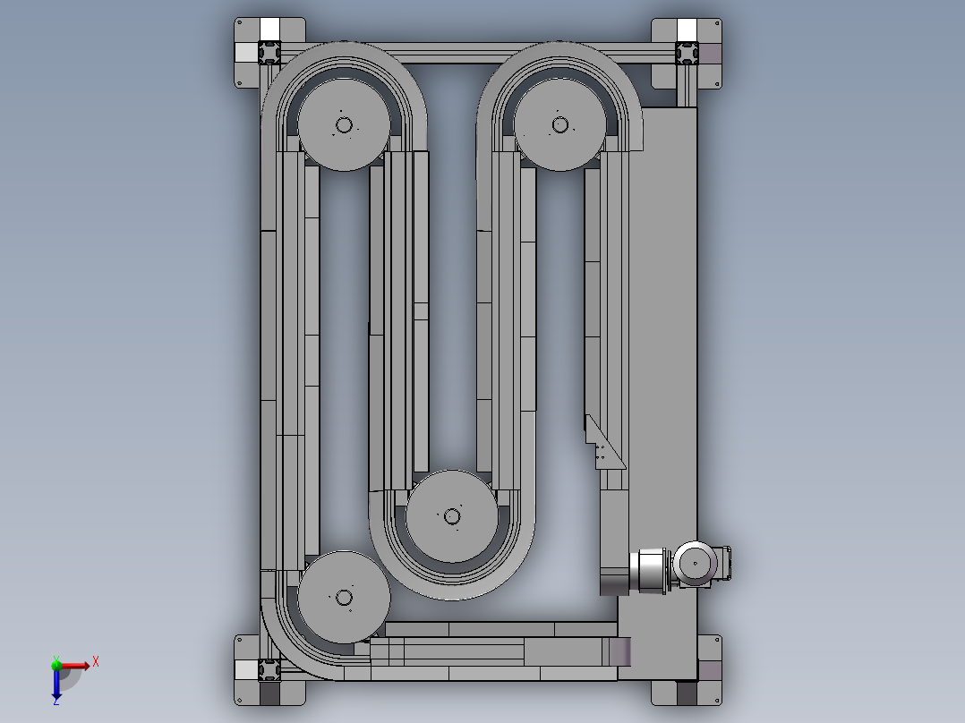 S型链板输送线3D图纸 H924俯视图