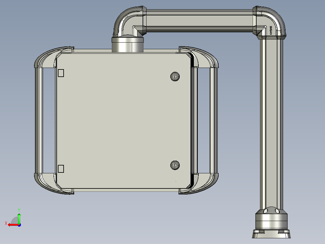 向下旋转底座+转角+90度箱体连接器+控制箱后视图