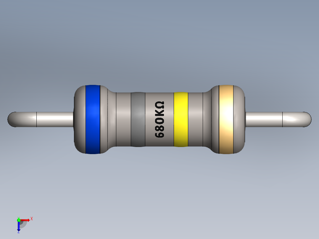 电容器 二极管 电阻器-Resistor 680K Ohm俯视图