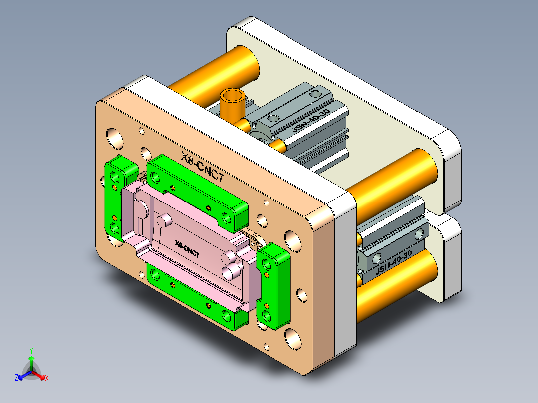 X8-笔记本CNC工装夹具三维模型CNC7-1208正等轴测图