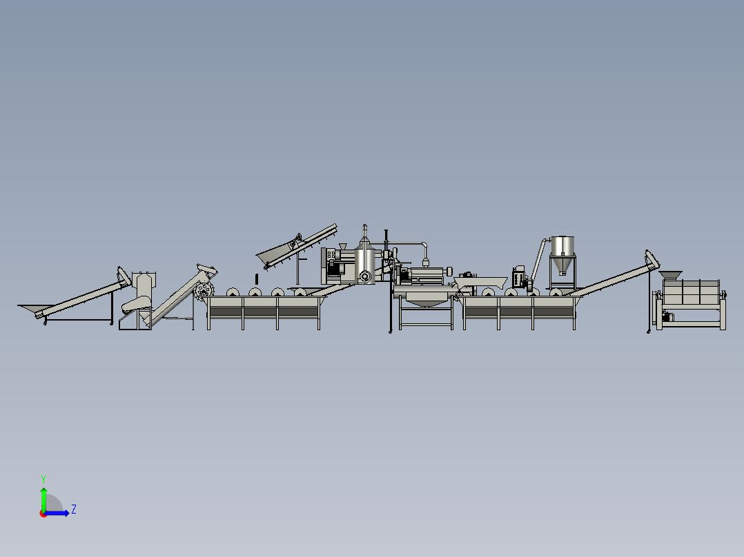 薄膜撕碎破碎清洗挤干生产线step左视图