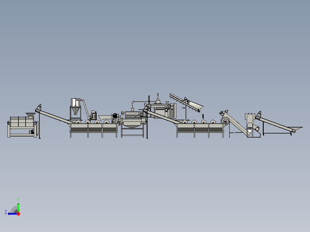 薄膜撕碎破碎清洗挤干生产线step右视图