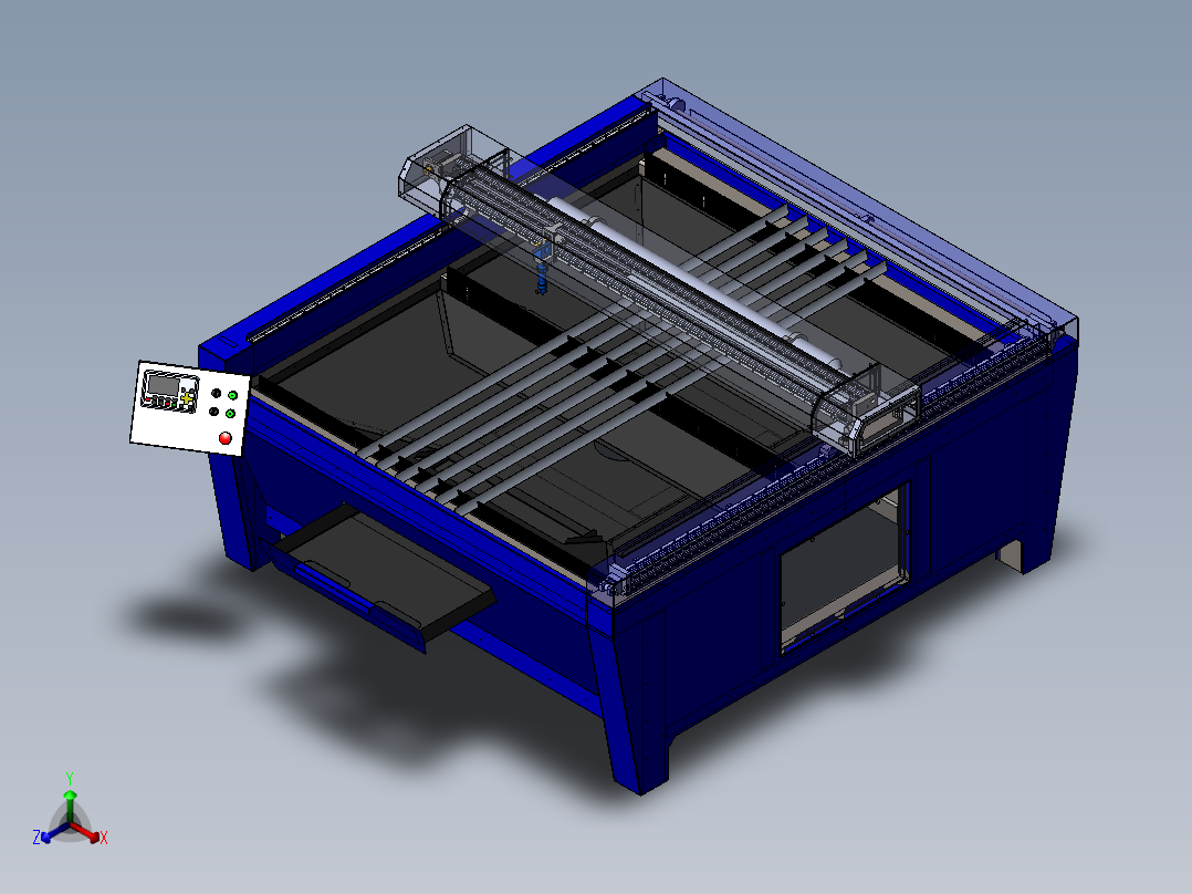数控激光雕刻机正等轴测图