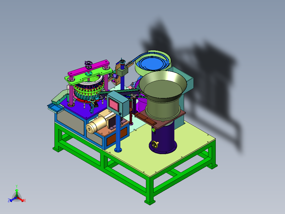 全自动瓶盖装配组装机（全凸轮机构）正等轴测图