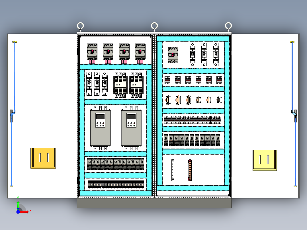 双柜组装软启动直流接触器控制柜前视图