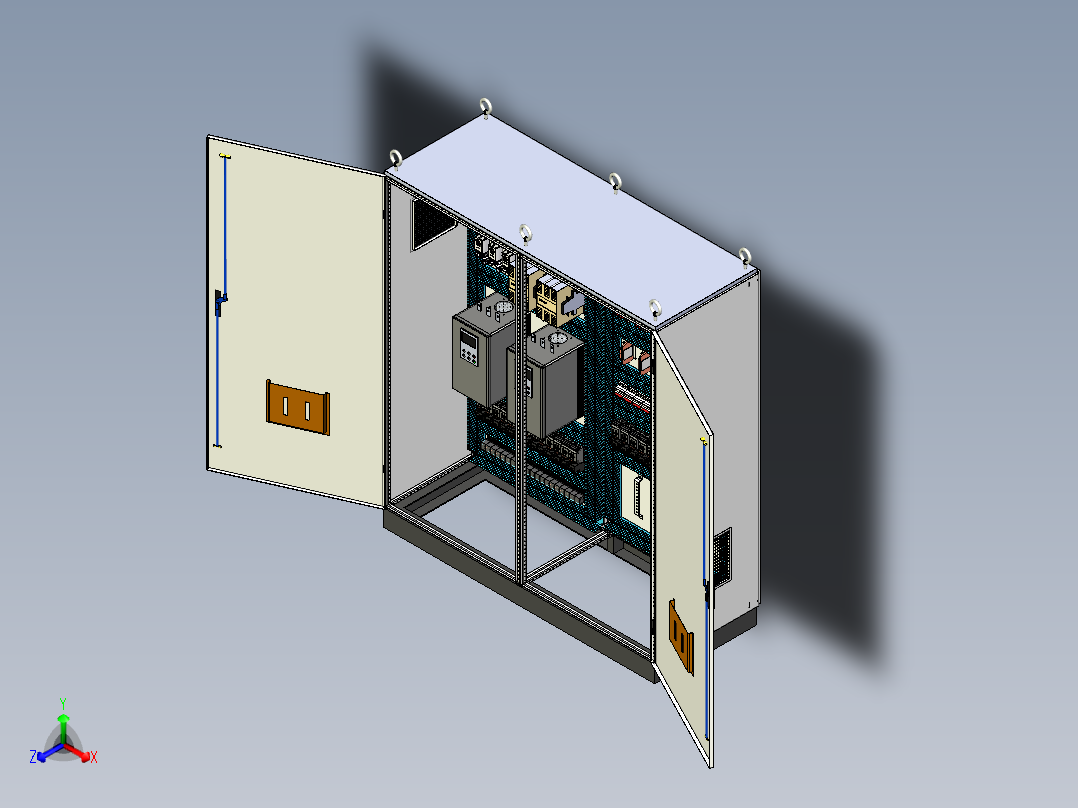 双柜组装软启动直流接触器控制柜正等轴测图