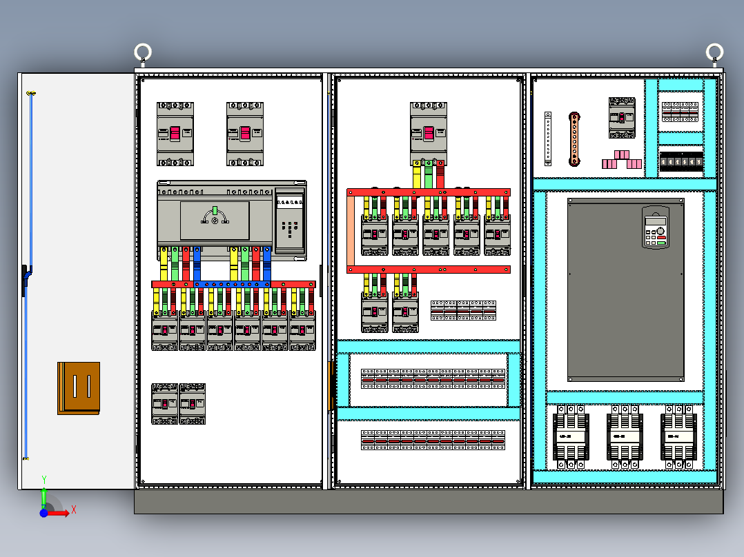 三柜组装630A变频器星三角控制柜 55432前视图