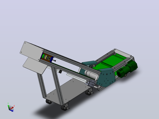 爬坡型皮带输送机3D数模图纸 Solidworks设计