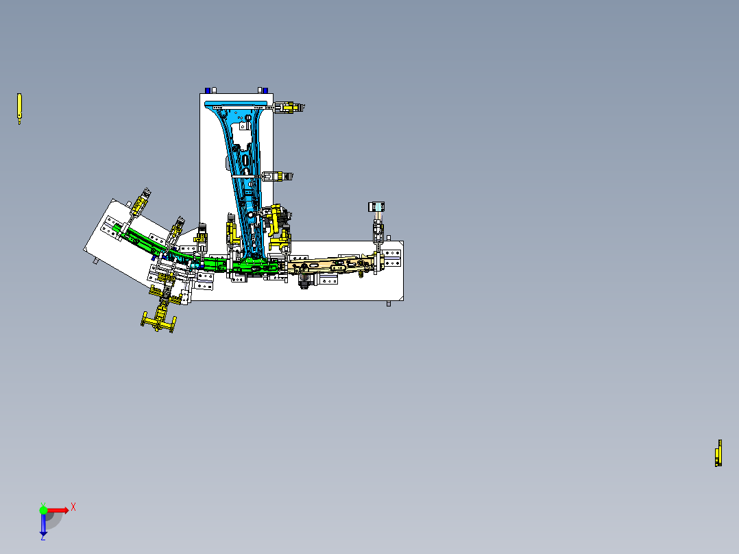 汽车侧围B柱焊装夹具俯视图
