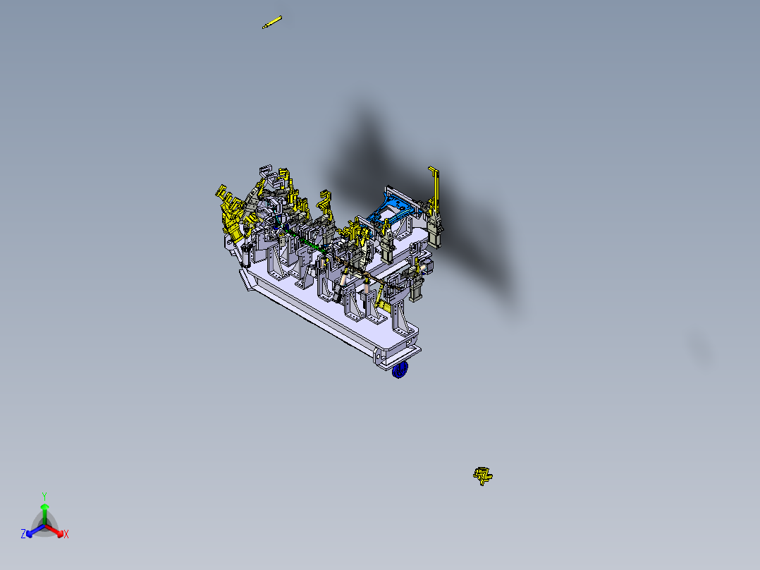 汽车侧围B柱焊装夹具正等轴测图