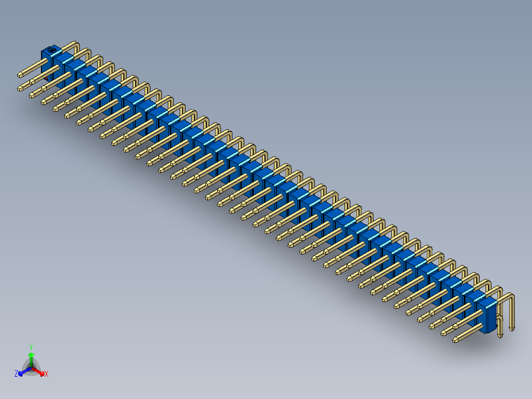 彩色公排针 100mil 2.54mm 系列-DS1022_blue_2x38p_100mil_TypeD_rev1.0主视图