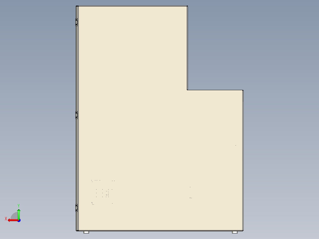 L 形电气外壳，带门，控制箱组件已组装-stp 三维 图纸后视图
