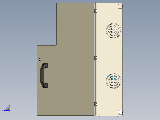 L 形电气外壳，带门，控制箱组件已组装-stp 三维 图纸右视缩略图
