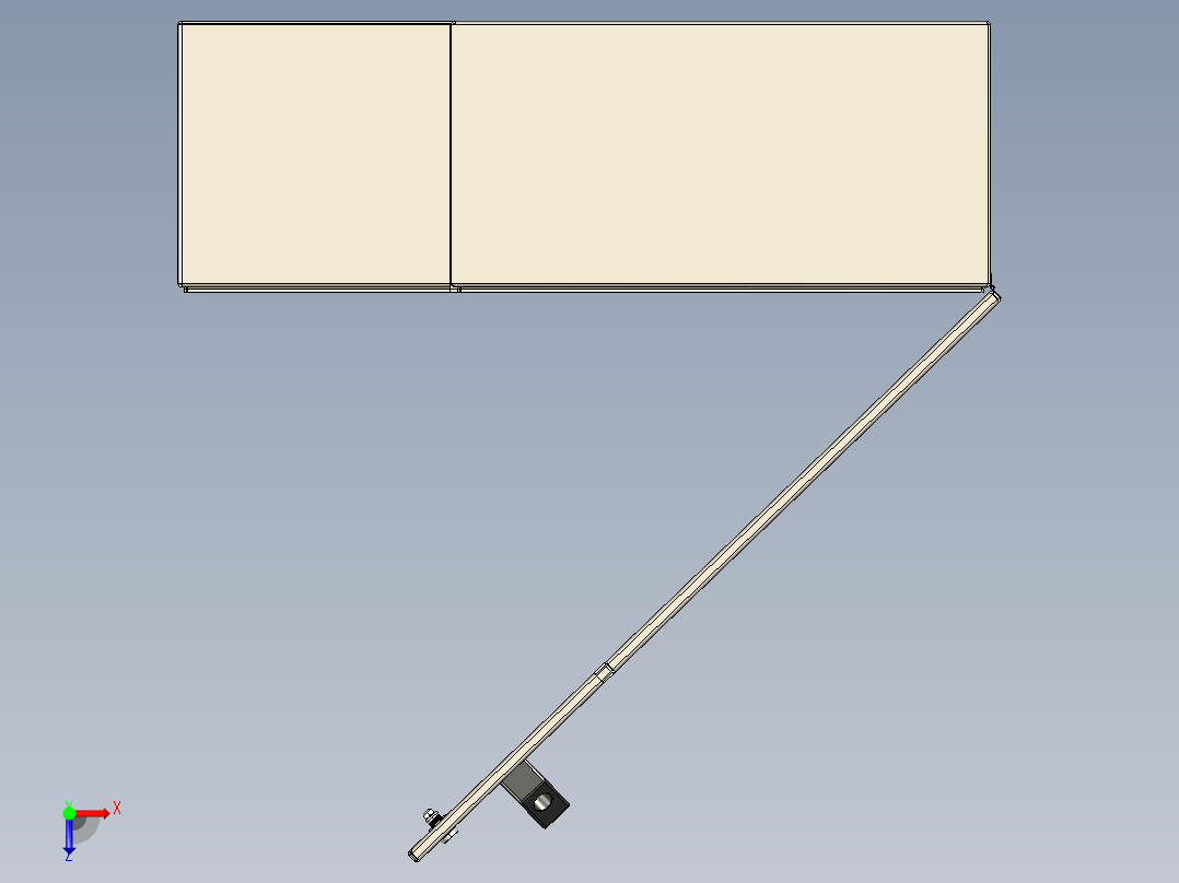 L 形电气外壳，带门，控制箱组件已组装-stp 三维 图纸俯视图