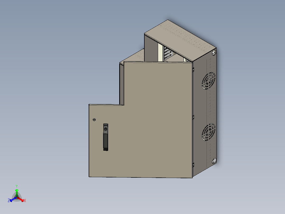 L 形电气外壳，带门，控制箱组件已组装-stp 三维 图纸正等轴测图