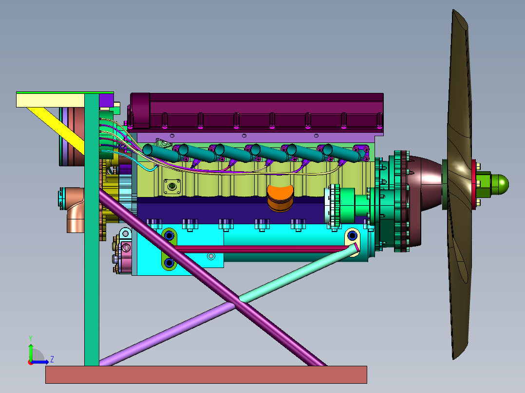 战斗机的劳斯莱斯发动机左视图