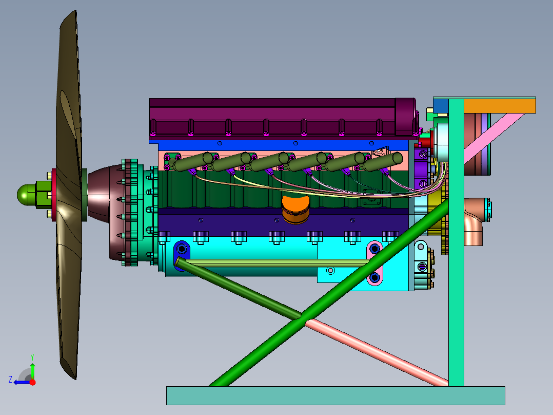 战斗机的劳斯莱斯发动机右视图