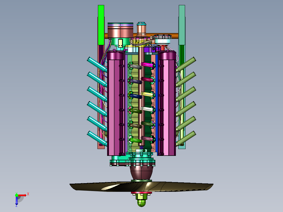 战斗机的劳斯莱斯发动机俯视图