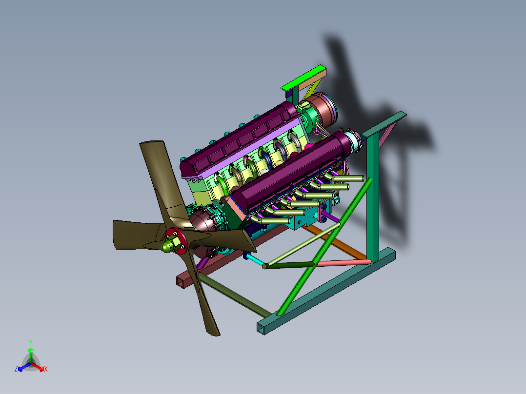 战斗机的劳斯莱斯发动机正等轴测图