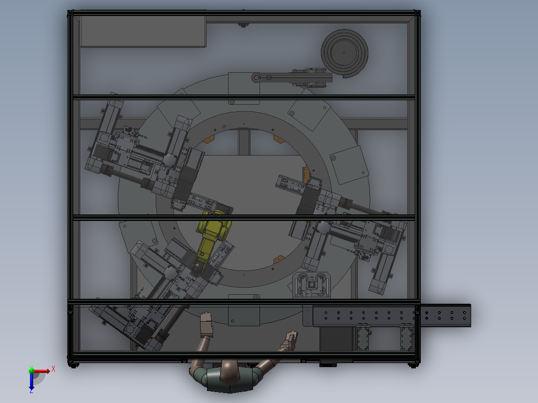 10工位自动化加工设备俯视图