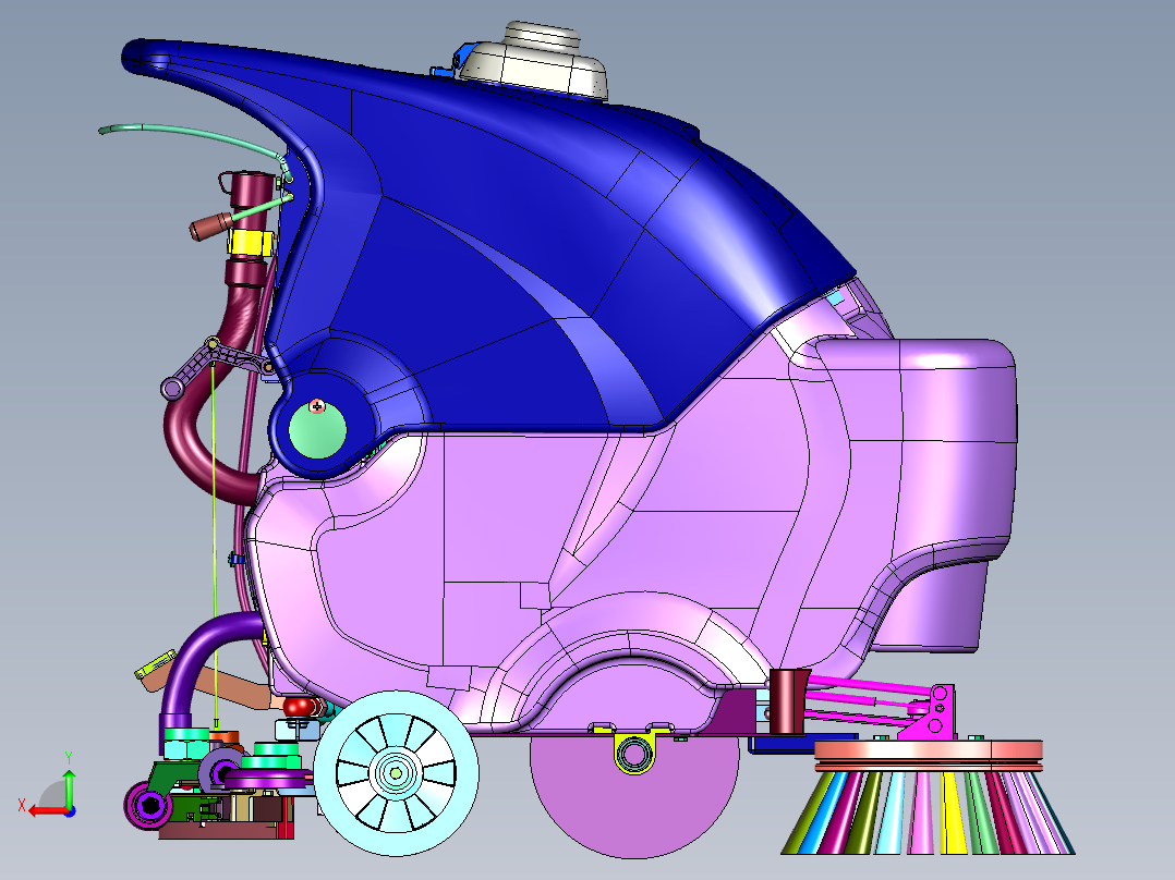 商用商场吸拖一体拖地机后视图