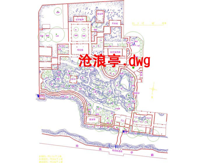 园林假山瀑布喷泉景观之五个古典苏州园林CAD平面图纸