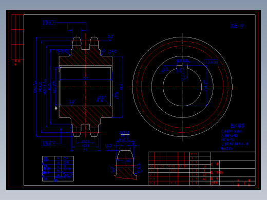 双排链轮零件图