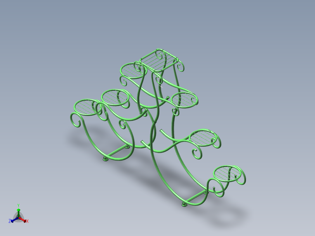 创意花盆架正等轴测图