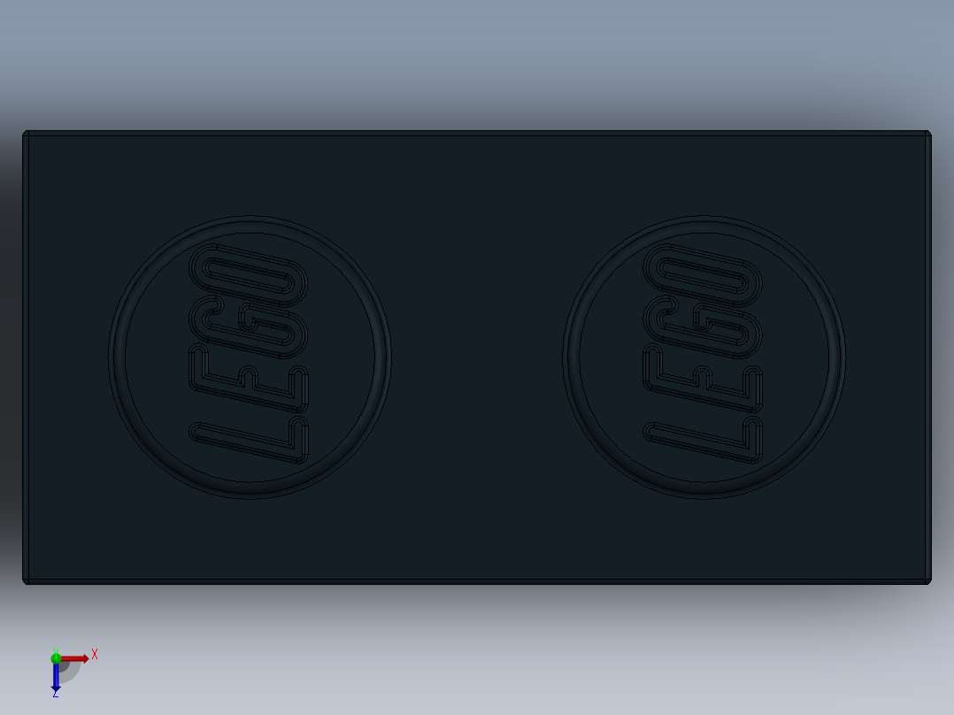 乐高套装 4421基本积木-300426 Black Brick 1 x 2.SLDPRT俯视图