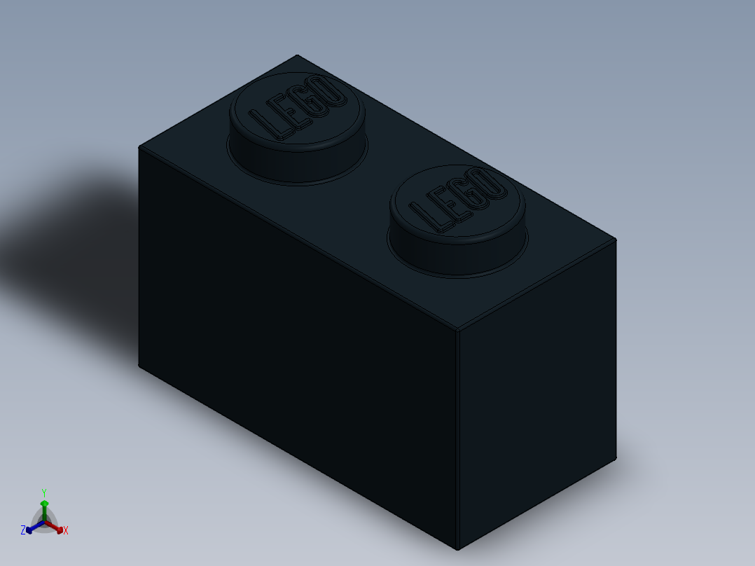 乐高套装 4421基本积木-300426 Black Brick 1 x 2.SLDPRT正等轴测图