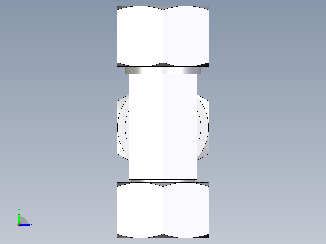 卡套式工业通用硬管接头EO_Swivel_nut_run_tee_EL20SCF左视图