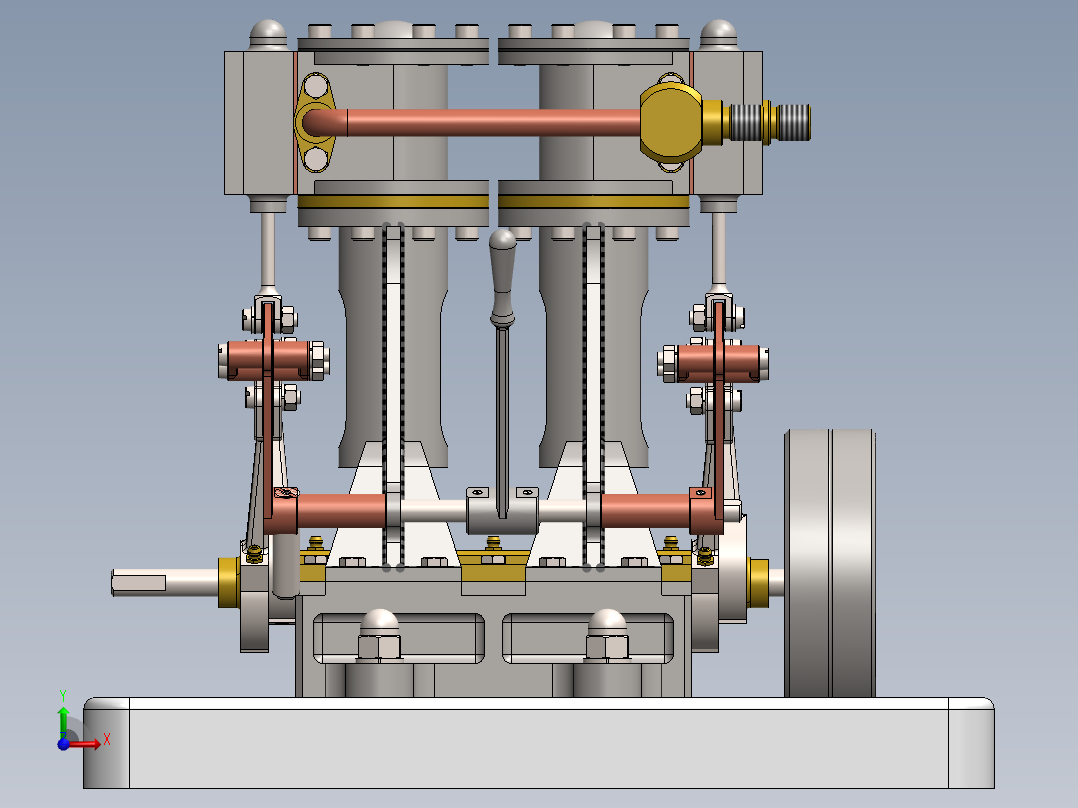 型号立式双蒸汽机前视图