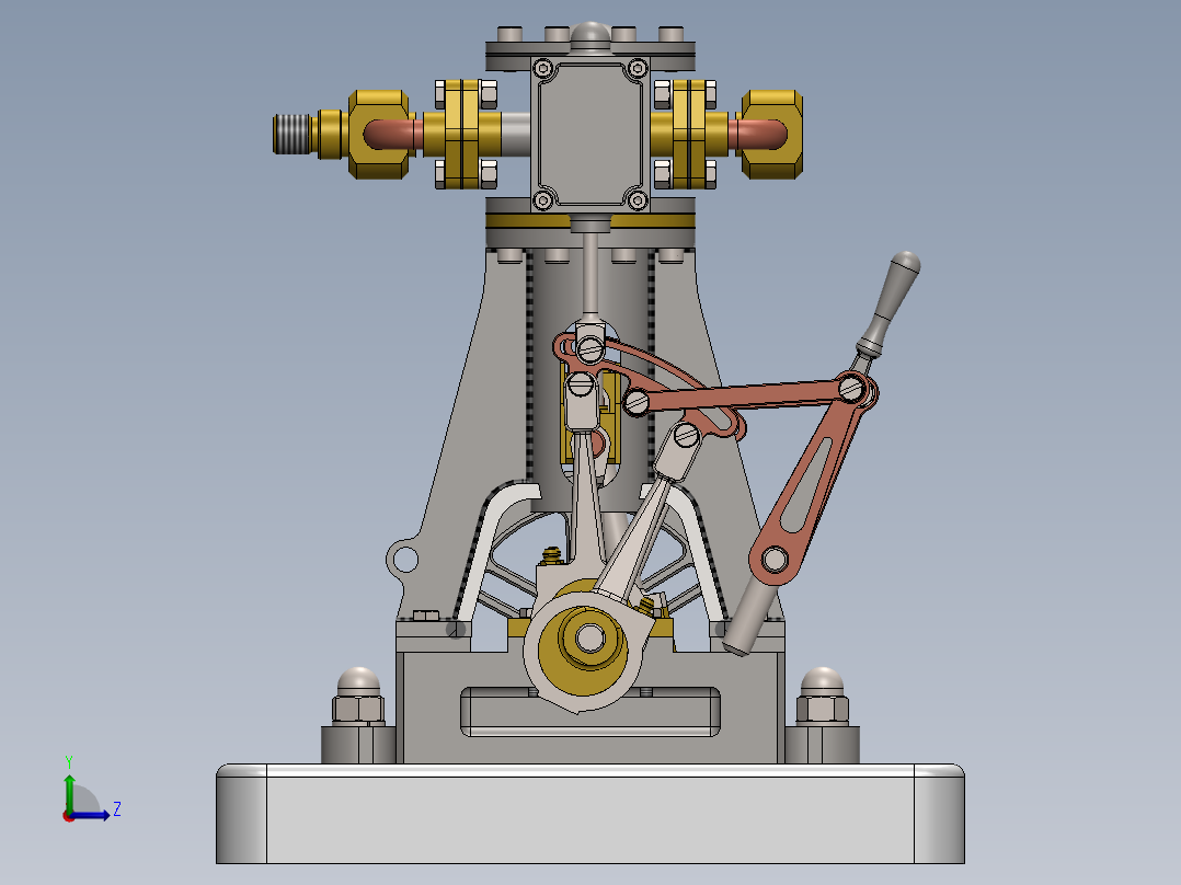 型号立式双蒸汽机左视图