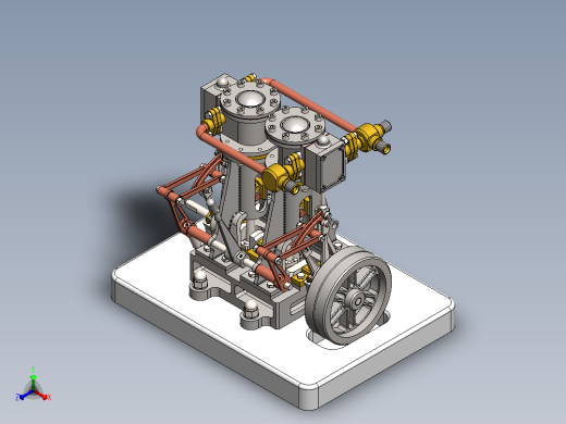 型号立式双蒸汽机正等轴测缩略图