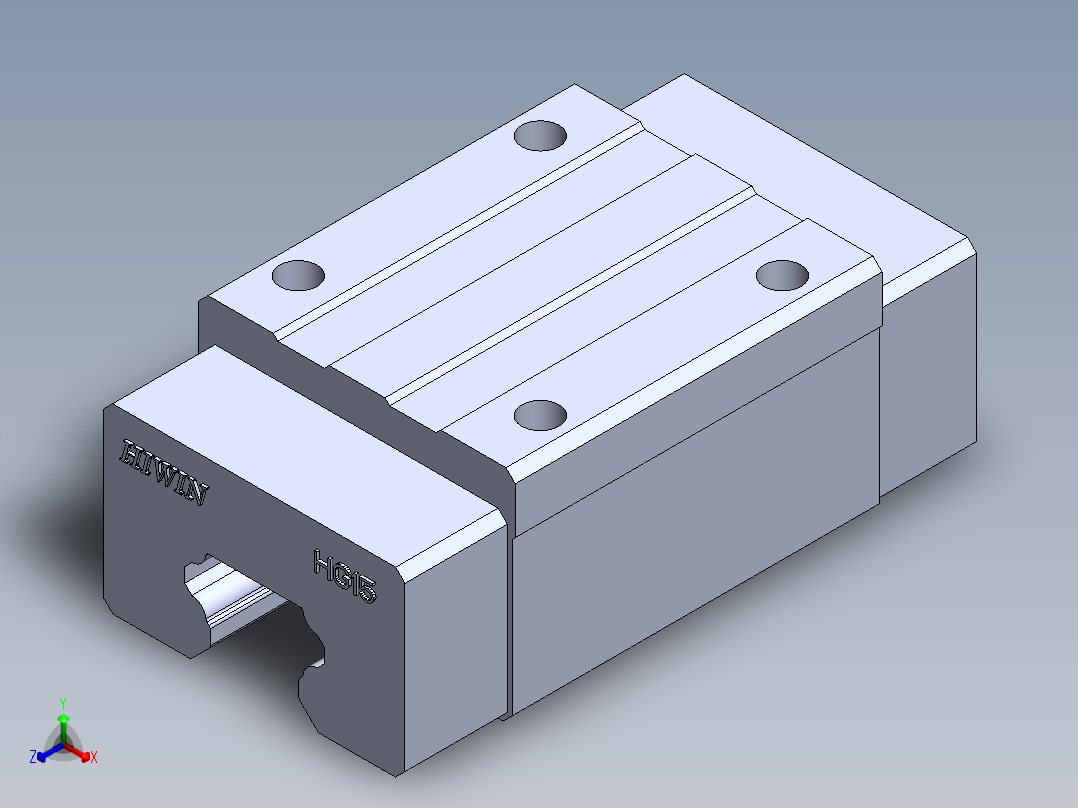 上银直线滑轨-HGH15CA 滑块正等轴测图